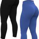 TomTiger High Waist Flare Yoga Pants for Women Bootcut Workout Stretch Tummy Control Leggings (Black/Classic-Blue,S)