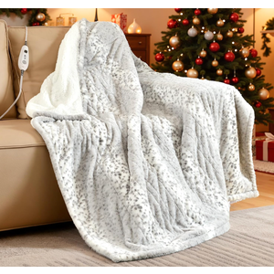 Bearhug Electric Heated Throw Blanket 50" x 60", Reversible Faux Fur & Sherpa, 6 Heating Levels & 4H Auto Off, Over-Heat Protect, ETL Certification, Machine Washable