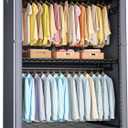 FUTASSI Black Clothing Rack with Grey Cover, P1C Plus Rolling Closets with Wheels, Metal Garment Rack for Hanging Clothes, Clothing Storage Wardrobe, 46" W x 18.5" D x 80.7" H, Load 524 Pounds
