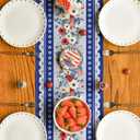 Artoid Mode Blue Poppy American Flag Stars 210 GSM 4th of July Table Runner, Memorial Day Kitchen Dining Table Decoration for Home Party Decor 13x90 Inch