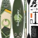 SUNHOKEY 11'×34'' Extra Wide Inflatable Paddle Board with Seam Welded Technology, Stand Up Paddle Board, 420lb Capacity for Adults, Sup Board for All-Level with 2-Blade Paddle/ Dual-Action Pump/ Leash