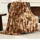 Cozy Bliss Deluxe Striped Rabbit Faux Fur Throw Blanket, Soft Fluffy Warm Plush Blanket for Winter, Modern Homr Decor, Tie-dye Brown 50"x60"