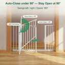 Safety Gate for Stairs & Doorways, Auto-Close Baby Gate or Dog Gate Pressure Mount No Drilling, 30" Tall All Metal Frame with Dual Locking System (White, 30" Tall 29"-43" Wide)