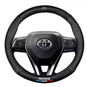 Custom-Fit for Toyota Steering Wheel Cover, Premium Leather Car Steering Wheel Cover with Logo, Non-Slip, Breathable, 15 inches