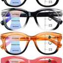 Progressive Multifocus Reading Glasses for Women,Blue Light Blocking Computer Readers with Spring Hinge