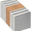 TWINY threads Stripe Cloth Napkins 100% Cotton Set of 12 Rustic Farmhouse Napkin Washable Hotel Quality Dinner Napkins for Home, Restaurant, Wedding - Navy