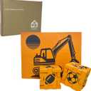 AEH Story 2D & 3D Foam Puzzle for Kids Ages 3+, Excavator Construction Travel Toy, Quiet Screen-Free Busy Bag for Airplanes & Road Trips, Montessori STEM Learning Activity  Orange