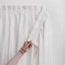Self Adhesive Sheer Voile Curtain Faux Linen No Drilling Window Curtain,Smooth Elegant Voile Light Filtering Sheer Curtain for Bedroom Living Room Yard (White,35x35inch)