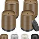 Furniture Risers Bed Risers Heavy Duty 1 inch, 2 inch, 3 inch, 4 inch Round Adjustable Bed Lifts Riser for Desk Legs Table Couch Sofa Chair Refrigerator Washing Machine (1+1+1 Inch, Brown, 4 Pack )