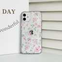 2 x Lovmooful Compatible for iPhone 11 Case Cute Clear Flower Floral Leaf with Aesthetic Design for Girls Women Soft TPU Shockproof More Protective Girly for iPhone 11 Case-Pink Flower