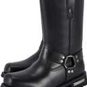 GARGOYLE BELLS Mens Harness Straps Motorcycle Leather Boots Black Waterproof Biker Boots For Men- Low Heel Riding Boots (9, No Zipper)