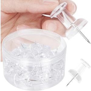 30 PCS Jumbo Push Pins for Bulletin Board, Large Thumb Tacks for Wall, 1.81 Inch, Giant Clear Thumbtacks, Pin Tacks for Cork Board Hanging Maps Photos Posters Calendar, Office School Supplies