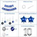 2 x Silver 10th Birthday Decorations Kit with 32in Number 10 Foil Balloon, Swirl Decorations, Happy Birthday Banner & Star Foil Balloons for Tenth Birthday Party