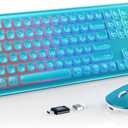 Wireless Keyboard and Mouse Combo, RGB Backlit, Rechargeable & Light Up Letters, Full-Size, Soft Typing, Sleep Mode, 2.4GHz Quiet Keyboard Set for Mac, Windows, Laptop, PC, Trueque (Metallic Blue)