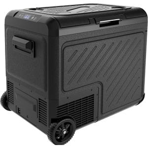 EUHOMY 12 Volt Refrigerator, 59QT Dual Zone Car Refrigerator, Electric Cooler 12/24V DC & 100-240V AC, Car Fridge -4~68, Portable Freezer with Wheels for Camping, Truck, Travel