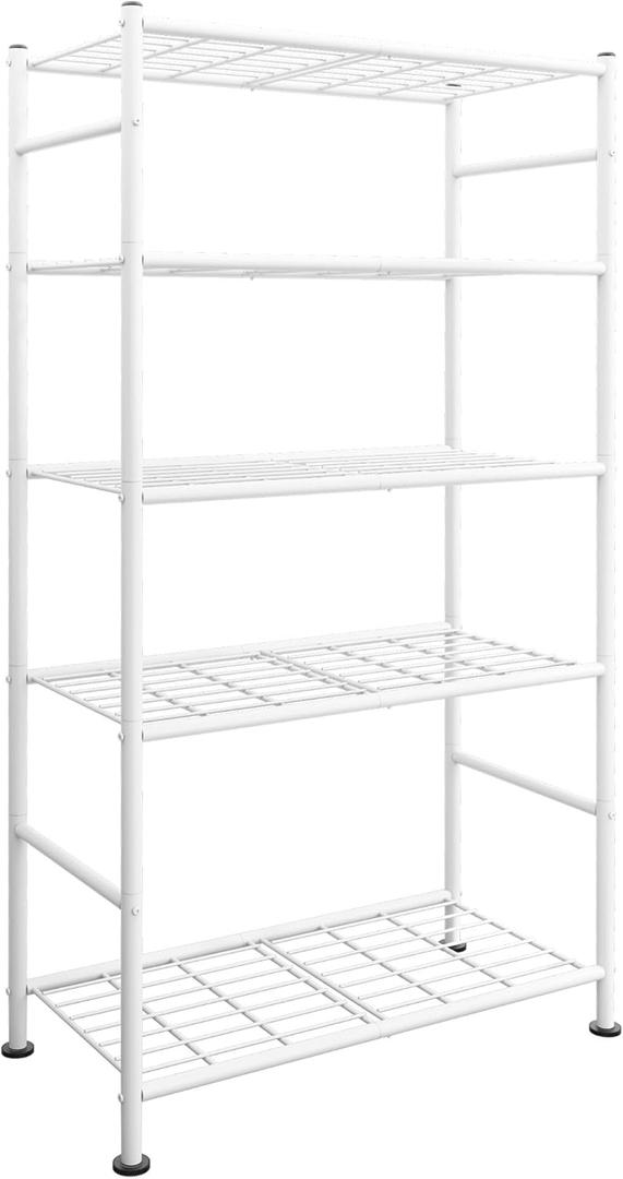 Storage Shelves - 5 Tier Shelf Organizer, Heavy Duty Garage Shelving Unit with Leveling Feet, Stable Metal Shelves Organizer for Pantry, Kitchen and Closet, 33.0" W x 12.6" D x 72.0" H, White