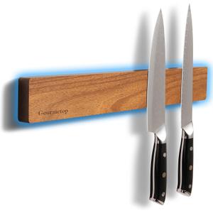 2026Updated Magnetic Knife Holder for Wall, Knife Magnetic Strip 16, Knife Magnet, Magnetic Knife Strip, Magnetic Knife Holder for Fridge, Kitchen Essentials & Kitchen Organizer, Light Acacia Wood