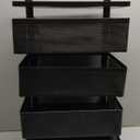 Bathroom Rotating Storage Cart No Assembly Required 4-Tier Metal Sturdy Fruit Basket for Kitchen, Rolling Vegetable Storage Rack,Bathroom Shelf,Storage Drawer Cart (Black, 4 Tier-Square)