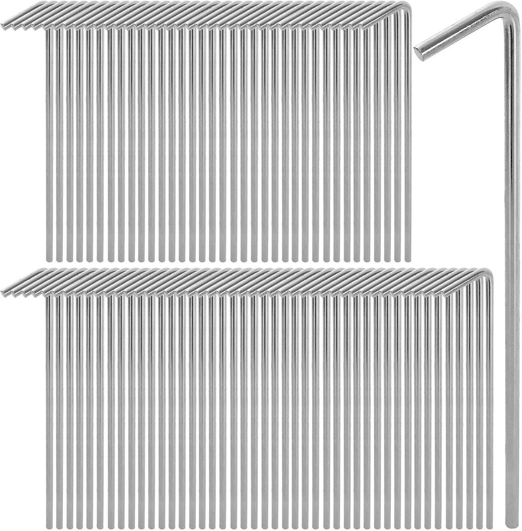 100 Pack Tent Stakes 6-3/4Galvanized Steel Metal Tent Stakes Pegs, Garden Stakes Edging Fence Hooks Pegs for Camping, Shelters, Tarp, Canopies, Christmas Decoration Stakes