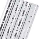 WRAPAHOLIC Silver Christmas Wrapping Paper Roll - Silver Snowflakes, Candy Cane Holiday Collection with Metallic Foil Shine - 4 Rolls - 30 Inch x 120 Inch Per Roll