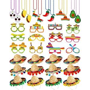 Yunsailing 36 Pcs Fiesta Party Supplies Fabric Straw Sombrero Headbands Necklaces Eyeglasses for Mexican Party(Modern Style) Yunsailing 36 Pcs Fiesta Party Supplies Fabric Straw Sombrero Headbands Necklaces Eyeglasses for Mexican Party(Modern Style)