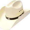 Western Express Natural Straw Cowboy Hat for Men and Women - Cattleman Style with Black Hat Band and Silver Conchos (6 7/8, Off-white)