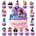 16Pcs Cute Anime Cake Decorations with 15pcs Cupcake Toppers, 1pcs Happy Birthday Cake Topper, Cartoon Themed Party Supplies, Perfect for Birthday Party Decorations