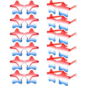 4th of July Star Glasses 12 Pairs Fourth of July Party Favors Red Blue White American Flag Sunglasses for Kids Women Independence Day Gifts Patriotic Sunglasses for Pool Party in USA Decorations