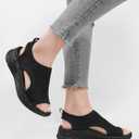 Women Walking Sandals Arch Support Orthotic Comfortable Plantar Fasciitis Non-slip Casual Open Toe Sport Sandals for Athletic Summer Beach, size: 37.5