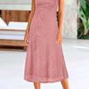 BTFBM Women's Summer Dress Sleeveless Spaghetti Strap Midi Dress Sexy Cowl Neck Floral Cocktail Dress Party Dresses (XXL)
