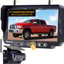 Magnetic Solar Wireless Backup Camera: 7" Portable 1 Min Easy Install Scratch-Proof No Delay Backup Camera for Truck Rechargeable HD 1080P for Pickup Trailer Small RV Camper Pemacom P15