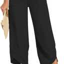 Capri Pants for Women Wide Leg Summer Beach Capris High Waist Casual Palazzo Pants Cropped Loose Pants with Pockets, Size L (Black)