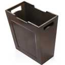 TOPZEA Bamboo Waste Basket, Rectangular Narrow Trash Can with Handles, Wooden Slim Wastebasket Small Garbage Cans for Bathroom, Bedroom, Kitchen, Craft Room, Office, RVs, 10.5"x6"x11"