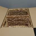 Water Hyacinth Storage Baskets Set of 2 - Medium Decorative Wicker Baskets for Organizing Shelves, Rectangular Woven Storage Bins with Handles for Pantry, Bathroom, Living Room 13"x9"x7"
