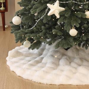36 inch White Christmas Tree Skirt Small Tree Skirts, Snow White Faux Fur Tree Skirt for 4ft Christmas Tree, Xmas Tree Skirts Christmas Decorations(36 inches)