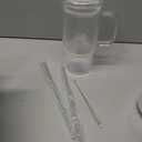 32oz Ribbed Borosilicate Glass Tumbler with Handle, Bamboo Lid and Straw (clear-1 Pack-glass Lid)
