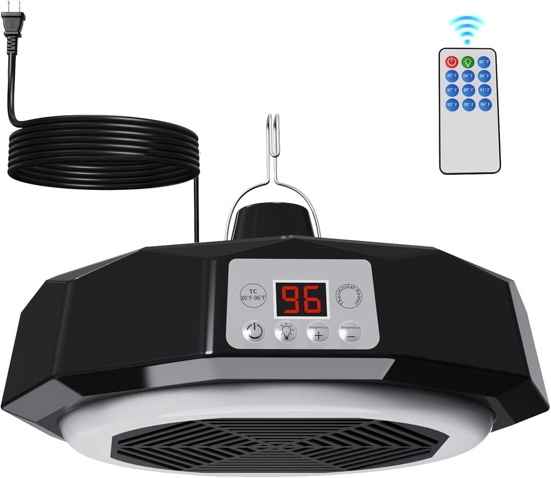 Nexum Chicken Coop Heater for Winter, 400 Watts Chicken Heater Built-in Lamp, Safety Thermostat Control, Overheat Protection, 6FT Cord Warmer for Poultry Dog Cat Rabbit