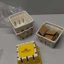 BIEN BEAU Ceramic Berry Basket, Farmhouse Colander, Farmers Market square Bowl. Rustic Kitchen decor fruit bowls, Fruit Baskets, Yellow, White and floral pattern Stoneware Harvest Bowls Set of 4