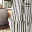Farmhouse Shower Curtain with Ruffle Hem Linen Shower Curtains for Bathroom Country Vintage Rustic Natural Fabric, Cream-Black Stripe 72" W x 84" L