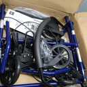 Medline Rollator Walker with Seat, Steel Rolling Walker with 6-inch Wheels Supports up to 350 lbs, Medical Walker, Blue