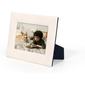2 x Textured Picture Frame with Stand, PU Leather, Multiple Colors Available(White)
