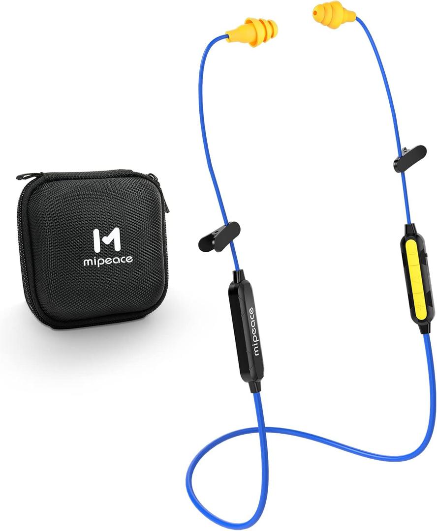 MIPEACE Bluetooth Work Earplugs Headphone,Wireless inEar Noise Isolating Earbuds,29dB Noise Reduction Headphone with Control,19+ Hours Battery for Lawn Mowing Safety Industrial Construction(Black)