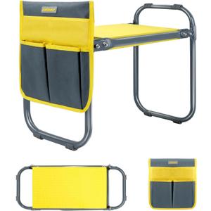 Jardineer Gardening Kneeler and Seat, Foldable Garden Stools for Seniors Gifts, Kneeling Stool and Knee Pad in One Step, Portable Gardening Bench Load Cap 350 lbs with Tools Bag