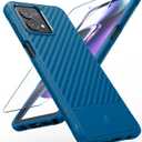 FNTCASE for Motorola Moto G-Stylus-5G 2023 Case: Slim Soft Textured Cell Phone Cover Shockproof with Tempered Glass Screen Protector Protective Protection - Moto G Stylus 5G Case 2023 (Navy Blue)