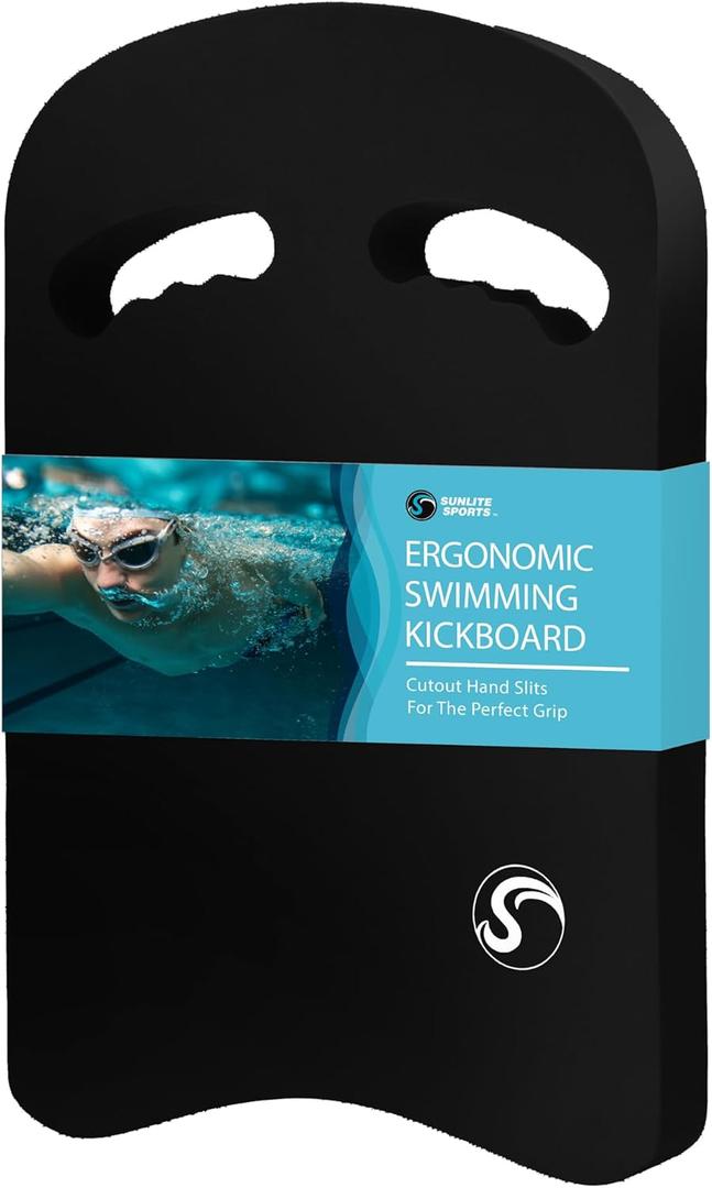 Sunlite Sports Swimming Kickboard - One Size Fits All - A Great Training Aid for Children and Adults (5.2) Black)