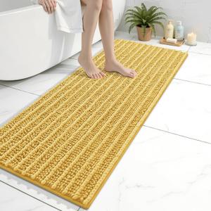 Arotive Luxury Bathroom Rugs 47x17, Extra Soft Thick Absorbent Shaggy Chenille Bath Rugs, Non-Slip Machine Wash Dry, Bath Mats for Bathroom Floor, Tub and Shower, Home Decor Accessories, Yellow
