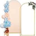 Gisafai 2 Pcs Wedding Arch Frame Stand and Arch Backdrop Cover 6ft/ 6.6ft/ 7.2FT Metal Arch Backdrop Stand with Spandex Arch Cover for Wedding Birthday Party(Gold Stand, Beige Cover, 7.2 Ft)