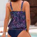 Yonique Blouson Tankini Swimsuits for Women Loose Fit Modest Two Piece Bathing Suits (L)