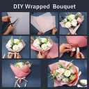 Tenare 36 Pieces Waterproof Flower Wrapping Paper Frosted Bouquet Wrapping Paper and 50 Yards Double Face Satin Ribbon for Graduation Bouquet Supplies(Romantic Color)