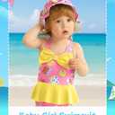 Kucnuzki Baby Girl Swimsuit Newborn One Piece Bathing Suit Bow Tie Bikini Tankini Infant Swimwear with Hat